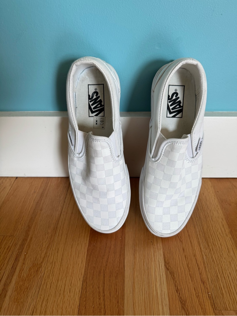 Vans White Checkerboard Slip-On Flats
